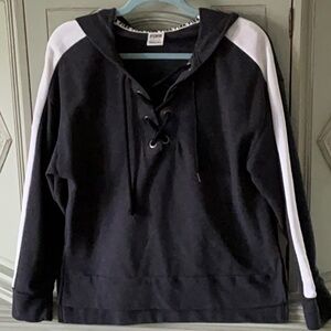PINK Victoria's Secret Black Hoodie with White Lettering